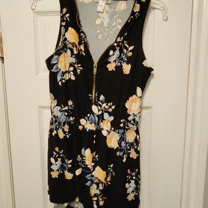 Urban Heritage one piece shorts / top. Black with floral design size petite